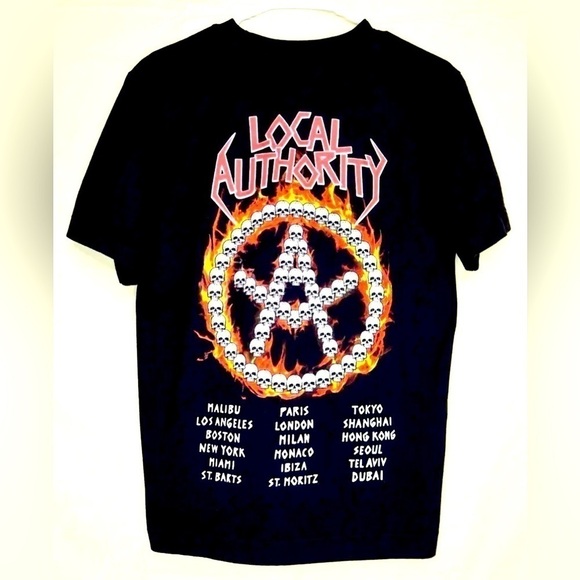 Local Authority Tri Skull Tour Print James Perse Los Angeles Unisex Size Small - Picture 2 of 6